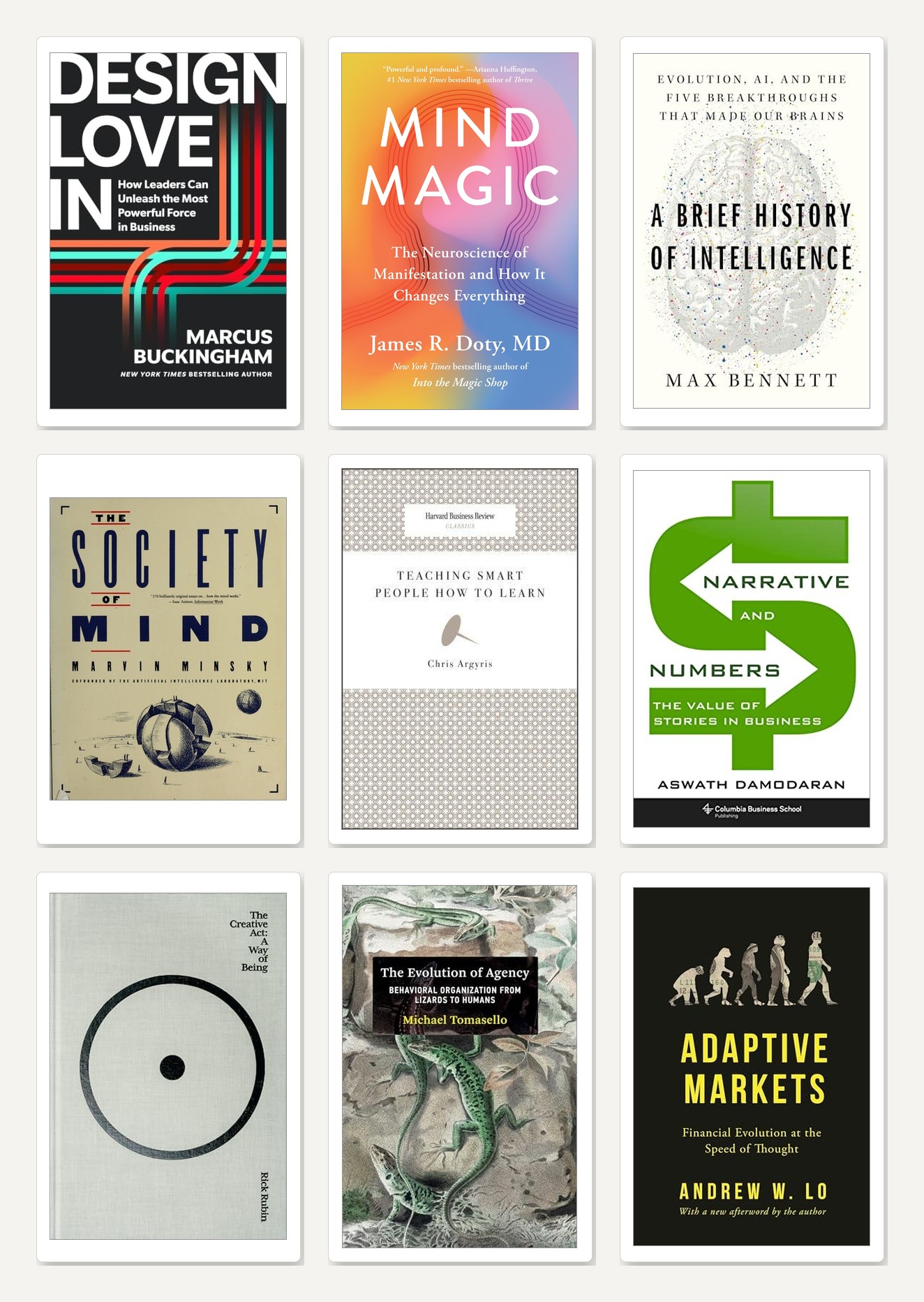 Covers of the nine books in this list